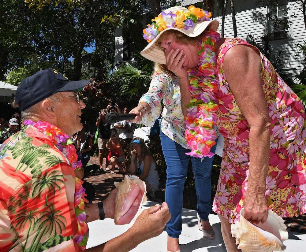 Conch Shell Blowing Contest marriage proposal Key West