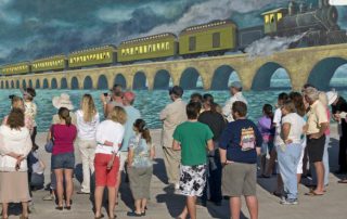 Crowd in front of Mural
