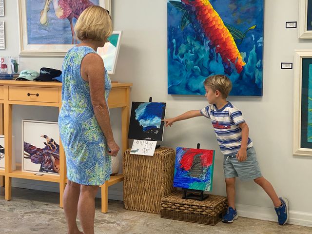 Lowe's son William, 6, recently sold his own painting at her Islamorada gallery. 