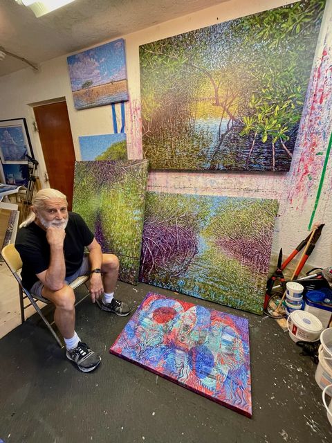 The artist lives on Plantation Key, where people can visit his home studio. His work is also found at Art on a Whim Gallery at Rain Barrel Village. 