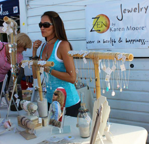 Jewelry artisan Karen Moore showcases her glittering wares.