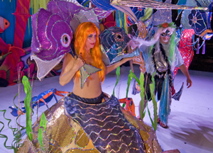 Susann D'Antonio and her husband Bobby, showcase their winning "Neptune's Reef" entry during a 2011 Fantasy Fest costume competition. (Photo by Andy Newman, Florida Keys News Bureau)