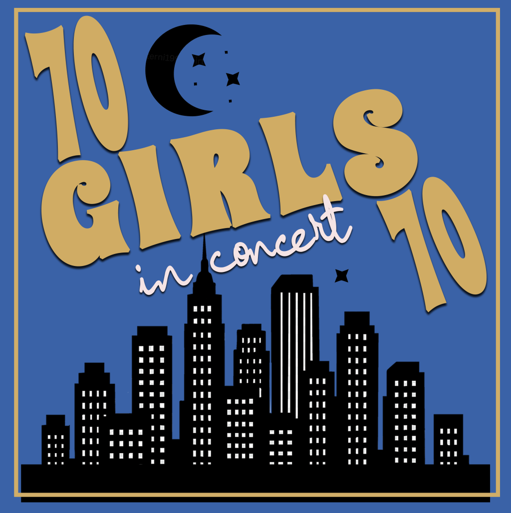 10 Girls in concert logo with skyline and crescent moon.