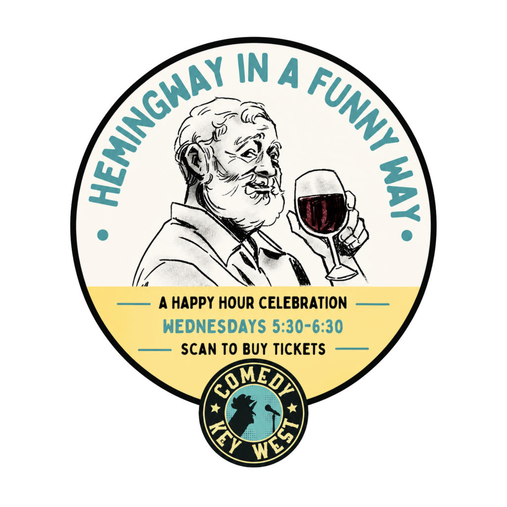 Drawing of a man with a beard holding a wine glass, text above and below.