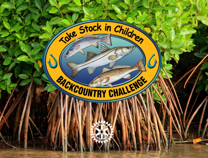 Logo featuring fish in front of mangrove roots.