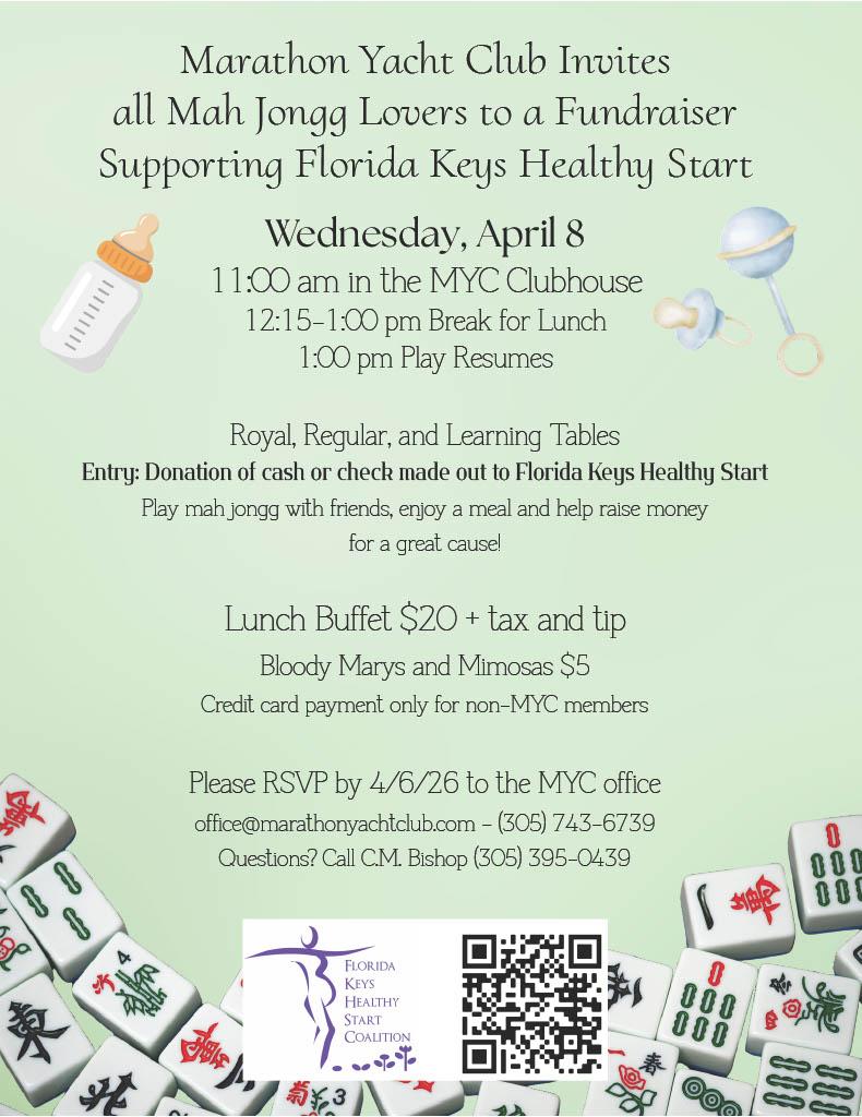 MARATHON YACHT CLUB INVITES ALL MAH JONGG LOVERS TO A FUNDRAISER SUPPORTING FLORIDA KEYS HEATHLY START