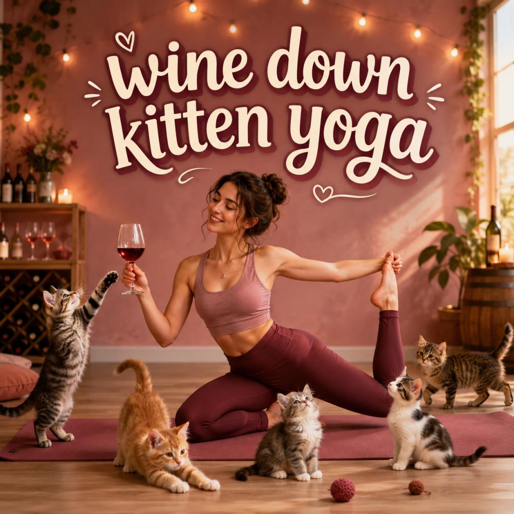 Wine Down Kitten Yoga!