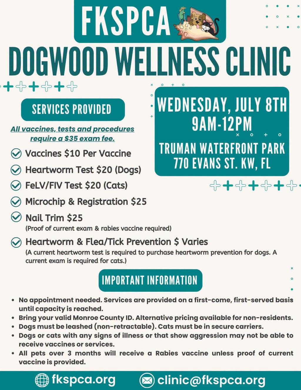 Florida Keys SPCA Dogwood Wellness Clinic at Truman Waterfront Park