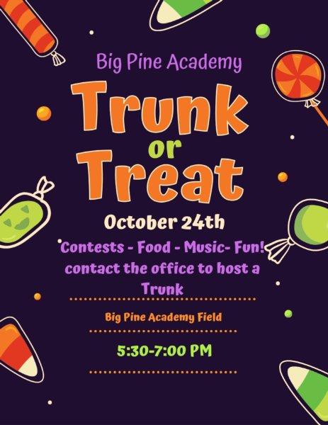 Big Pine Academy Trunk or Treat 