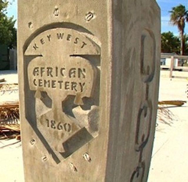 Stone monument for Key West African Cemetery, dated 1860.