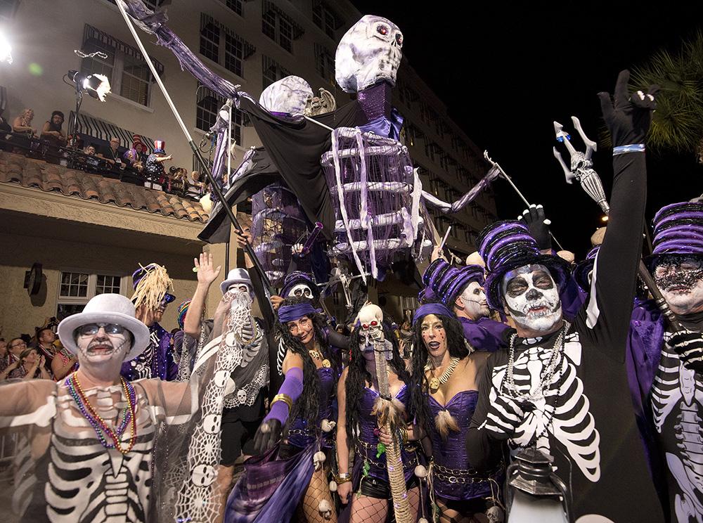 Costumed group attending Fantasy Fest parade
