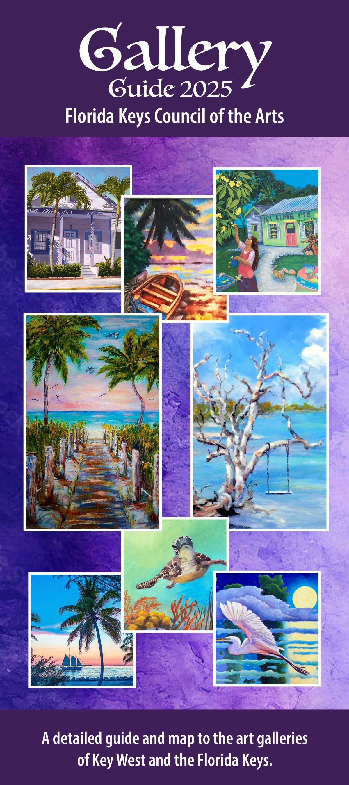 Collage of vibrant Key West landscapes and tropical art.
