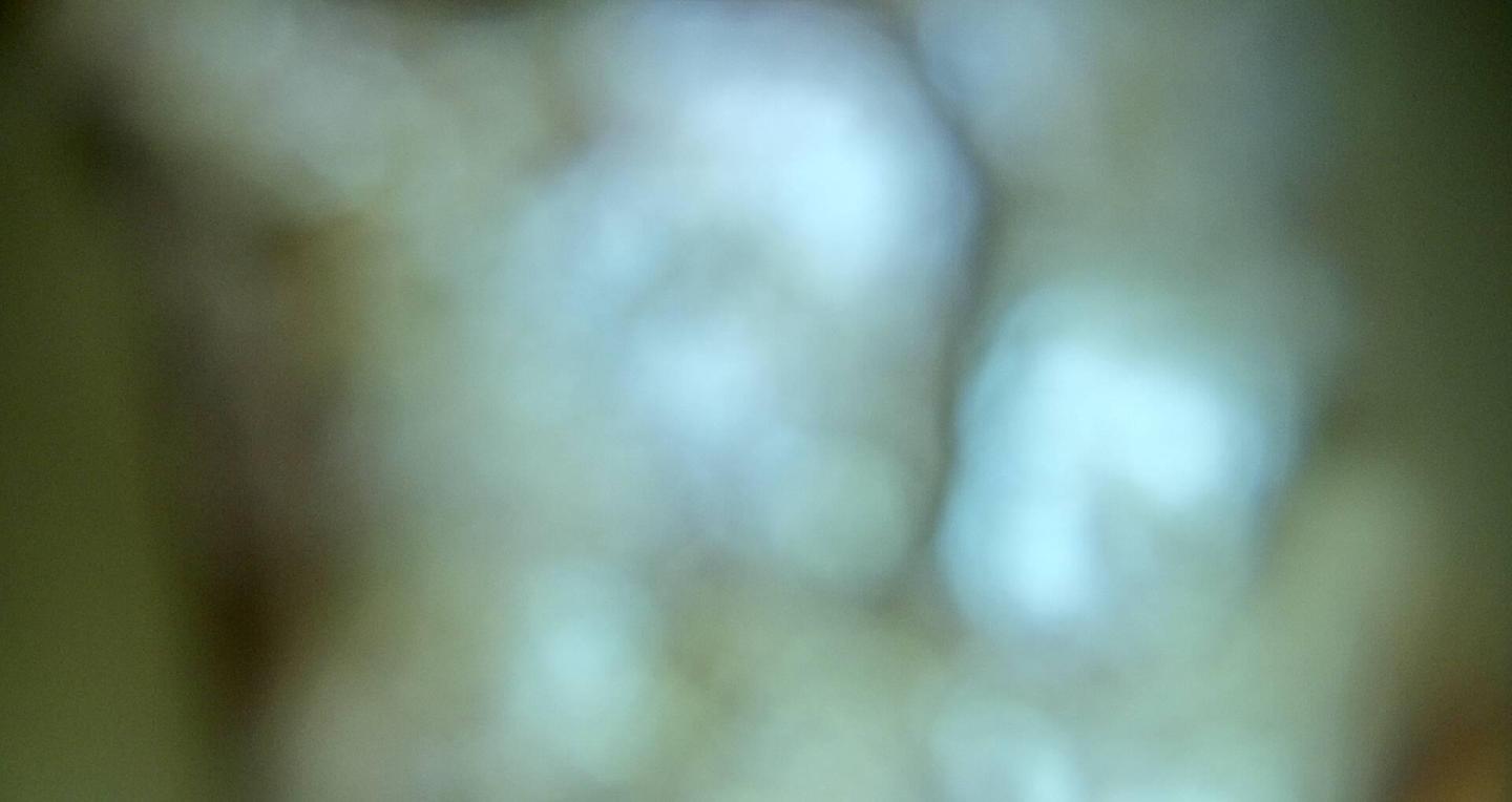 Blurry light spots on a dark background.