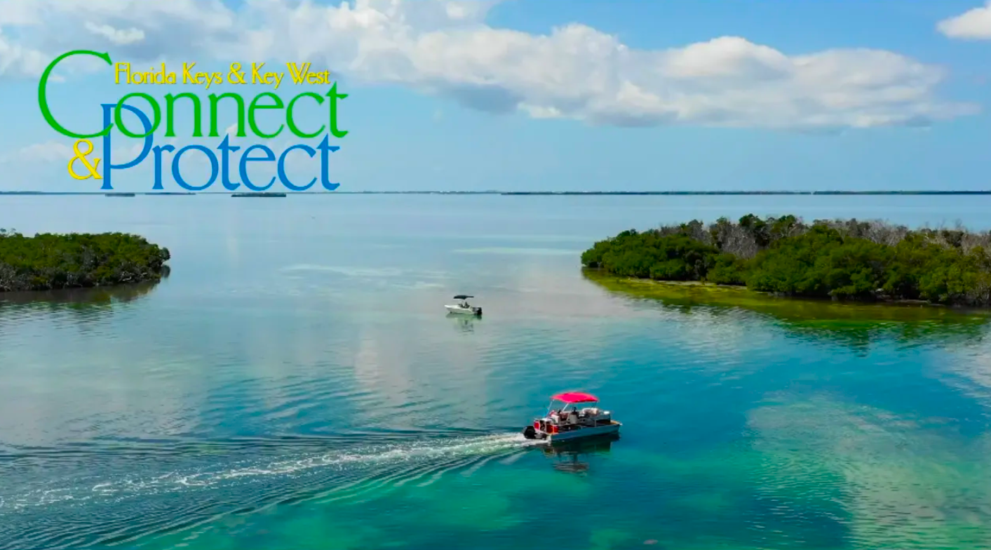 Boats on turquoise water between green islands under a blue sky.