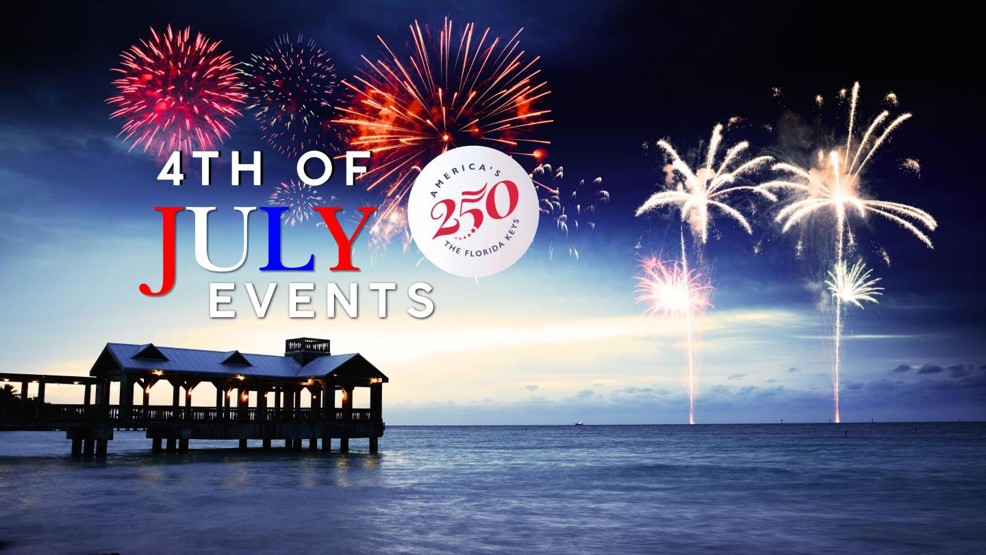 Fireworks over a pier at dusk, celebrating July 4th.